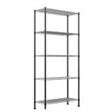 REGILLER 5-Wire Shelving Metal Storage Rack Adjustable Shelves,Standing Storage Shelf Units for Laundry Bathroom Kitchen Pantry Closet(Black,14.1\" D x 30\" W x 79\" H) - Retail: $63
