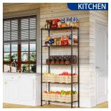 REGILLER 5-Wire Shelving Metal Storage Rack Adjustable Shelves,Standing Storage Shelf Units for Laundry Bathroom Kitchen Pantry Closet(Black,14.1\" D x 30\" W x 79\" H) - Retail: $63
