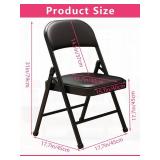KAOCHA 2 Pack Folding Chairs with Leather Padded Cushion and Back, Metal Black Foldable Chair for Indoor Outdoor, Commercial Stackable Guest Chairs for Office Events Wedding Party Kitchen Dining - Ret