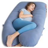 QUEEN ROSE Pregnancy Pillows, 60 Inch Cooling U Shaped Body Pillow for Sleeping, Extra Long Maternity Pillow for Pregnant Women, Body Support for Adults, with Soft Silky Cover, Blue - Retail: $60