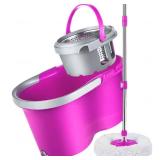 Spin Mop and Bucket with Wringer Set, Microfiber Mop for Floor Cleaning, Floor Mop Bucket, Wet or Dry Usage for Hardwood Laminate Ceramic Marble Tile Floor Cleaning,Purple - Retail: $210