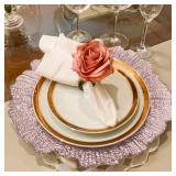 fani 50 Pcs Rose Gold Charger Plates Bulk, 13 Inch Reef Wedding Chargers for Dinner Plate, Round Plastic Reusable Ruffled Rim Decorative for Table Setting, Parties, Wedding, Events - Retail: $110