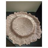 fani 50 Pcs Rose Gold Charger Plates Bulk, 13 Inch Reef Wedding Chargers for Dinner Plate, Round Plastic Reusable Ruffled Rim Decorative for Table Setting, Parties, Wedding, Events - Retail: $110