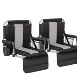 ALPHA CAMP 2 Packs Stadium Seat Chair for Bleachers with Back & Arm Rest, Black Grey - Retail: $90