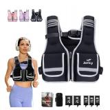 Adjustable Weighted Vest Woman Men 17-24lb Weight Vest with 5 Ironsand Weights, Women Weighted Vests with Zipper for Walking Running Strength Training Workout, Black - Retail: $66