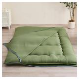 Zelladorra Futon Mattress Cover, Zippered Japanese Floor Mattress Protector, Machine Washable (Green, Twin) - Retail: $25