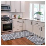 KMAT Kitchen Mat [2 PCS] Cushioned Anti-Fatigue Kitchen Rug, Waterproof Non-Slip Kitchen Mats and Rugs Heavy Duty PVC Ergonomic Comfort Foam Rug for Kitchen, Floor Home, Office, Sink, Laundry,Grey - R