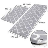 KMAT Kitchen Mat [2 PCS] Cushioned Anti-Fatigue Kitchen Rug, Waterproof Non-Slip Kitchen Mats and Rugs Heavy Duty PVC Ergonomic Comfort Foam Rug for Kitchen, Floor Home, Office, Sink, Laundry,Grey - R