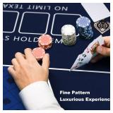 94 x 47 Inch Poker Mat with Stronger Sewn Edges, 10 Players Texas Hold