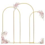 Arch Backdrop Stand - 3PCS (7.2ft, 6.6ft, 6ft) Upgraded Metal Arch Backdrop Stand - Easy to Set up Gold Wedding Arch Frames- for Weddings, Birthday Parties, Baby Showers, Family Gatherings - Retail: $