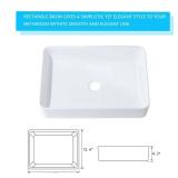 20 Inch Bathroom Vessel Sink Rectangular - HLBLFY 20x14 Inch Modern White Bathroom Sink Rectangle Above Counter Porcelain Ceramic Vessel Vanity Sink Art Basin - Retail: $90