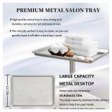 Salon Tray on Wheels, Adjustable Height Rolling Service Cart, Silver 13\"D x 17\"W x 38\"H - Retail: $44