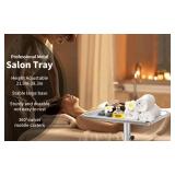 Salon Tray on Wheels, Adjustable Height Rolling Service Cart, Silver 13\"D x 17\"W x 38\"H - Retail: $44