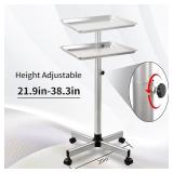Salon Tray on Wheels, Adjustable Height Rolling Service Cart, Silver 13\"D x 17\"W x 38\"H - Retail: $44