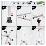 Salon Tray on Wheels, Adjustable Height Rolling Service Cart, Silver 13\"D x 17\"W x 38\"H - Retail: $44