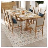 6x9 Washable Area Rug, Low Pile Faux Wool Carpet for Living Room, Bedroom, Dining Room, Vintage Flower Design, Non-Shedding Low-Pile Rug in Beige for High-Traffic Areas with Non-Slip Rubber Back - Ret