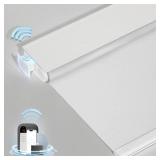 MANSNIX Smart Motorized Blinds with Remote, Cordless No-Drill Automatic Roller Shades, Blackout Electric Blind for Windows, White, 48 x 72 - Retail: $111