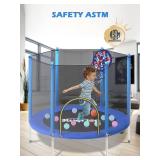 BLUERISE 55IN Toddler Trampoline with Enclosure Net Easy to Assemble Kids Baby Indoor Recreational Trampoline Outdoor - Retail: $80