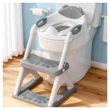 Potty Training Seat, SKYROKU Upgrade Toddler Toilet Seat for Kids Boys Girls, 2 in 1 Potty Training Toilet, Splash Guard Anti-Slip Pad Step Stool,New Sector-Shape Stabilized Base and heavier (Grey) - 
