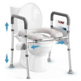 Soundfuse Toilet Seat Riser for Seniors, Raised Toilet Seat with Handles, Adjustable Height & Width, 400lb Handicap Elevated Toilet Seat, Fit Any Toilet - Retail: $70