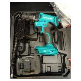 COMOWARE 20V Cordless Drill, Electric Power Drill Set with 1 Battery & Charger, 3/8â Keyless Chuck, 2 Variable Speed, 266 In-lb Torque, 25+1 Position and 34pcs Drill/Driver Bits - Retail: $40