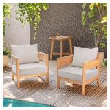 TANGYING Outdoor Seat Cushion Set, 24 x 24, Rain-Proof & Fade Resistant, Patio Furniture Cushions with Deep Seat Bottom and Back, Removable Cushions for Chair, (Beige) - Retail: $60