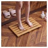 Bamboo Bath Mat for Shower with Non-Slip Rubber,Bathtub Mat,Floor Mat,Shower Mat for Indoor,Outdoor,Spa, Sauna, Pool (Natural, 20 * 13 * 1.4 inches) - Retail: $32