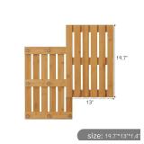 Bamboo Bath Mat for Shower with Non-Slip Rubber,Bathtub Mat,Floor Mat,Shower Mat for Indoor,Outdoor,Spa, Sauna, Pool (Natural, 20 * 13 * 1.4 inches) - Retail: $32