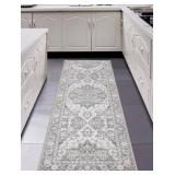 MaxRugrs Washable Runner Rug Non Slip Kitchen Rug Runners for Hallways,Stain Resistant Vintage Floor Carpet Runners for Entryway,Laundry Room,Bedroom-Beside Area Rugs(2.5x6,Ivory Grey) - Retail: $17
