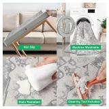 MaxRugrs Washable Runner Rug Non Slip Kitchen Rug Runners for Hallways,Stain Resistant Vintage Floor Carpet Runners for Entryway,Laundry Room,Bedroom-Beside Area Rugs(2.5x6,Ivory Grey) - Retail: $17