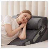 MEGCXIT 3PCS Bed Wedge Pillow for Headboard, Adjustable Wedge Pillow for Sleep Apnea, 23â Wide Triangle Pillow Wedge Set for After Surgery, Acid Reflux Relief, Snoring, Neck&Back Support, Grey - 