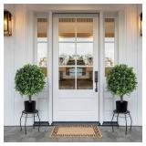 LXNRMHCH 27.2\" Artificial Boxwood Topiary Set of 2 with Spike, Fake Plants Boxwood Balls Greenery Bushes, Uv Resistant Artificial Outdoor Plants Shrubs for Front Porch Decor, Home Faux Plants Indoor 