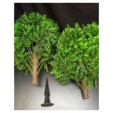 LXNRMHCH 27.2\" Artificial Boxwood Topiary Set of 2 with Spike, Fake Plants Boxwood Balls Greenery Bushes, Uv Resistant Artificial Outdoor Plants Shrubs for Front Porch Decor, Home Faux Plants Indoor 