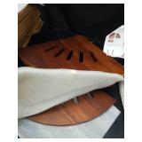 BHNJUTM Corner Shower Stool 14.5 in,Shower Foot Rest with Storage Shelf, Shower Shaving Stool for Shaving Legs, Shower Foot Stool for Inside Small Shower Spaces- Acacia Wood Small Shower Stool - Retai