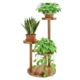 Bamworld Plant Stand Indoor 3 Tier Wood Plant Shelf for Multiple Plants, Tall Corner Plant Stand for Outdoor Round Flower Stand Plant Holder for Living Room Patio Garden Balcony - Retail: $25