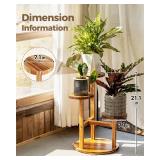 Bamworld Plant Stand Indoor 3 Tier Wood Plant Shelf for Multiple Plants, Tall Corner Plant Stand for Outdoor Round Flower Stand Plant Holder for Living Room Patio Garden Balcony - Retail: $25