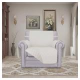 Easy-Going Chair Sofa Slipcover Reversible Sofa Cover Water Resistant Couch Cover Furniture Protector Cover with Elastic Straps for Pets Kids Children Dog Cat (Chair, Ivory/Ivory) - Retail: $29