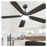 Ceiling Fans with Lights and Remote, 52 Inch Modern Ceiling Fan with Light, Downrod & Flush Mount, Quiet DC Motor, Dual Finish 5 Blades Ceiling Fan for Bedroom Living Room Farmhouse Indoor - Retail: $