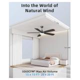 Ceiling Fans with Lights and Remote, 52 Inch Modern Ceiling Fan with Light, Downrod & Flush Mount, Quiet DC Motor, Dual Finish 5 Blades Ceiling Fan for Bedroom Living Room Farmhouse Indoor - Retail: $