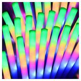 pelreame 58 Pcs LED Foam Glow Sticks Bulk,Foam Light Up Sticks 3 Modes of Color Flashing,Glow in The Dark Party Supplies for Birthday,Wedding,Raves,Carnival,New Year,Concert,Halloween Christmas - Reta