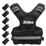ZELUS Weighted Vest for Men and Women | 4-10lb/11-20lb/20-32lb Vest with 6 Ironsand Weights for Home Workouts | Adjustable Body Weight Vest Exercise Set for Cardio and Strength Training (11-20 lb.) - 