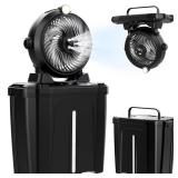 Portable Misting Fan with 11L Large Bucket, 20000mAh USB Rechargeable Battery Operated Camping Fans, 3 Large Spray Nozzles & 3 Strong Wind Speeds Misting Fan, Misting Fans for Outside - Retail: $20