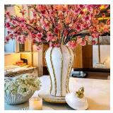 Ginger Jar, White Gold Ceramic Vase Large Handmade Porcelain Vases,No Lid  - Retail: $79