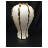 Ginger Jar, White Gold Ceramic Vase Large Handmade Porcelain Vases,No Lid  - Retail: $79