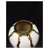 Ginger Jar, White Gold Ceramic Vase Large Handmade Porcelain Vases,No Lid  - Retail: $79