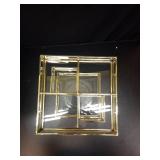 360 Degree Rotation Makeup Organizer Antique Countertop Cosmetic Storage Box Mirror Glass Beauty Display, Gold Spin Large Capacity Holder for Brushes Lipsticks Skincare Toner - Retail: $113