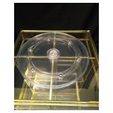 360 Degree Rotation Makeup Organizer Antique Countertop Cosmetic Storage Box Mirror Glass Beauty Display, Gold Spin Large Capacity Holder for Brushes Lipsticks Skincare Toner - Retail: $113