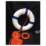 Lifebuoy Set 20Inch Life Preserver Ring and Water Floating Lifesaving Rope 98.7FT,Swim Foam Buoy,Swimming Pool Safety Throwing Ring with Perimeter Rope,Throwable Flotation Device - Retail: $36