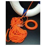 Lifebuoy Set 20Inch Life Preserver Ring and Water Floating Lifesaving Rope 98.7FT,Swim Foam Buoy,Swimming Pool Safety Throwing Ring with Perimeter Rope,Throwable Flotation Device - Retail: $36