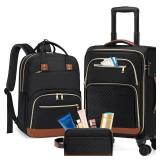 RAINSMORE Carry On Luggage 22x14x9 Airline Approved, 20 Inch Softside Suitcases with Wheels, 3 Piece Luggage Sets, Rolling Carry On Suitcase with TSA Lock for Travel Weekender - Retail: $100